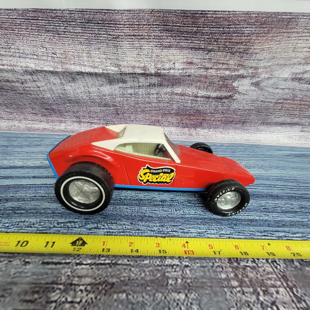 Vintage Nylint Grand Prix Special pressed steel Coupe race car red, white, blue